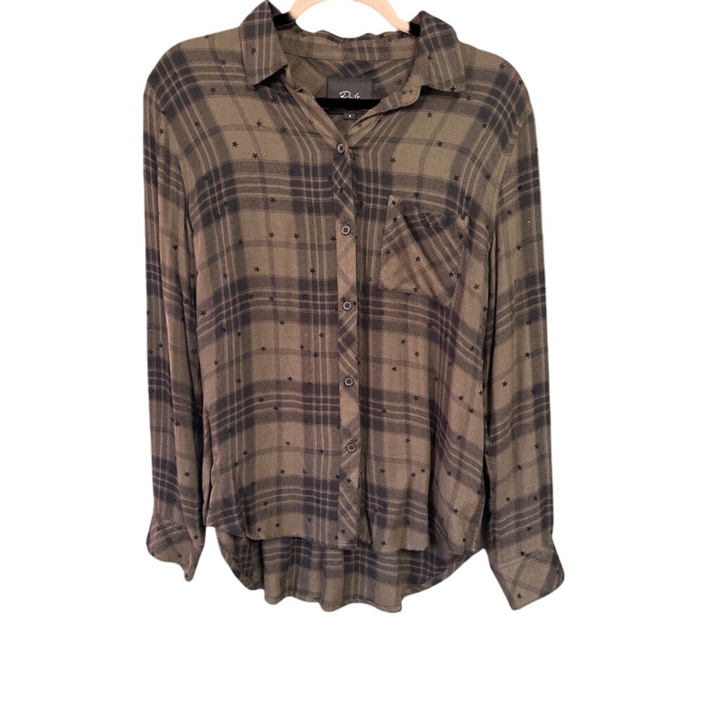Rails Hunter Olive Shadow with Flocked Stars, Size Small